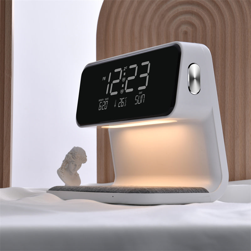 Creative 3 In 1 Bedside Lamp Wireless Charging LCD Screen Alarm Clock Wireless Phone Charger - Faciup