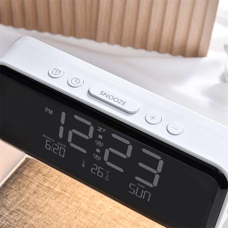 Creative 3 In 1 Bedside Lamp Wireless Charging LCD Screen Alarm Clock Wireless Phone Charger - Faciup