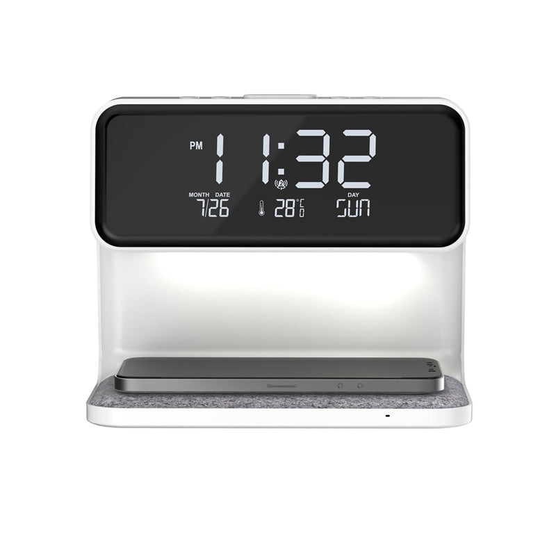 Creative 3 In 1 Bedside Lamp Wireless Charging LCD Screen Alarm Clock Wireless Phone Charger - Faciup