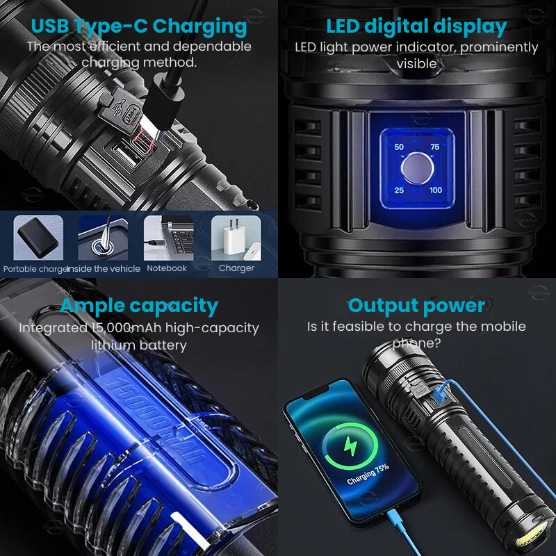 Super LED tactical flashlight - Faciup
