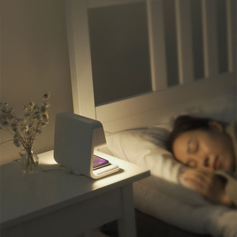 Creative 3 In 1 Bedside Lamp Wireless Charging LCD Screen Alarm Clock Wireless Phone Charger - Faciup