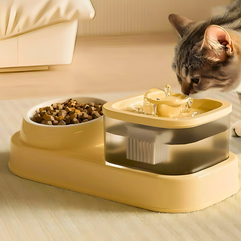 Cat water dispenser and feeding bowl 2-in-1 - Faciup