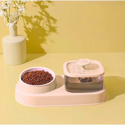 Cat water dispenser and feeding bowl 2-in-1 - Faciup