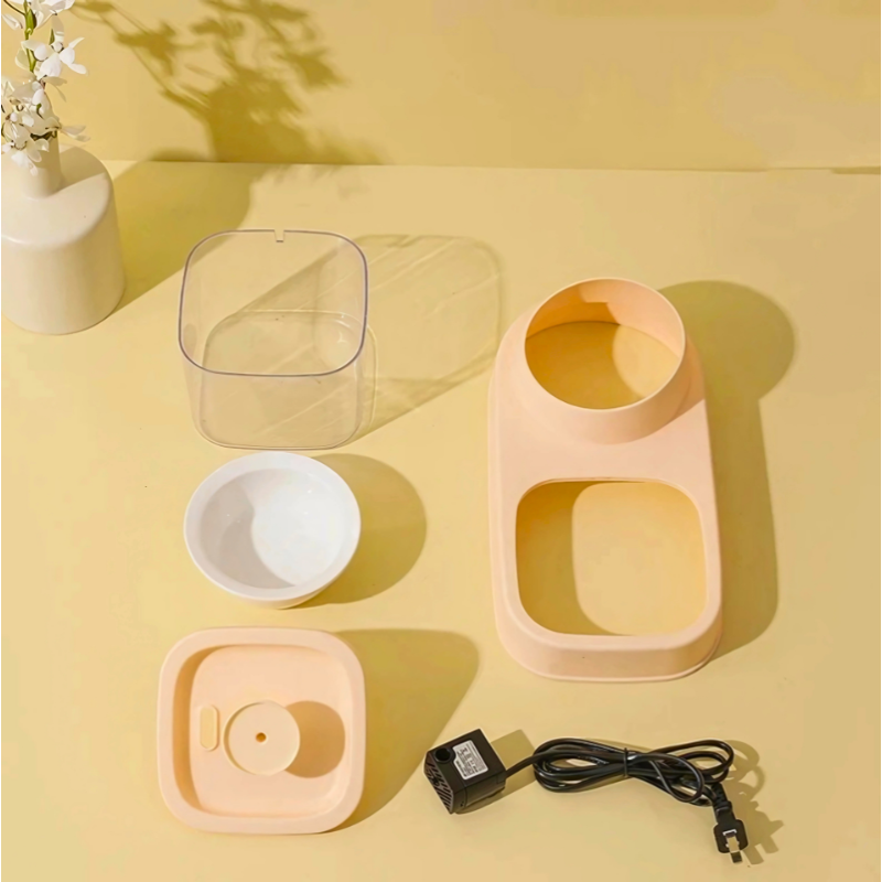 Cat water dispenser and feeding bowl 2-in-1 - Faciup